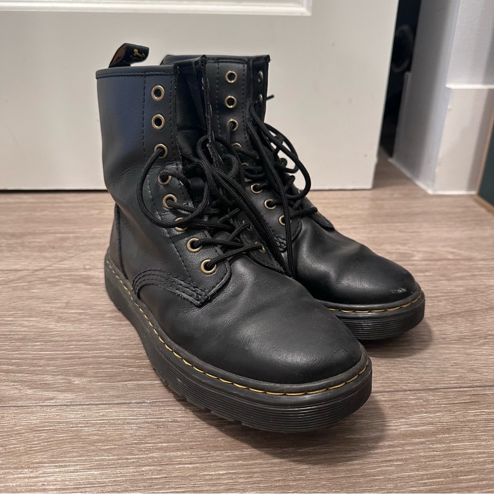 Dr. Martens Black Combat Boots with Air-Cushioned Sole